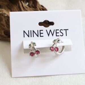 Nine West Fruit Style Huggie Hoop Earrings Silver Pink Red Green Cute